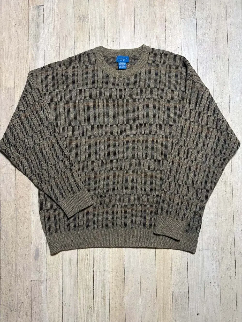 Vintage Towncraft Brown Geometric Pattern Crewneck Acrylic Sweater XXL
